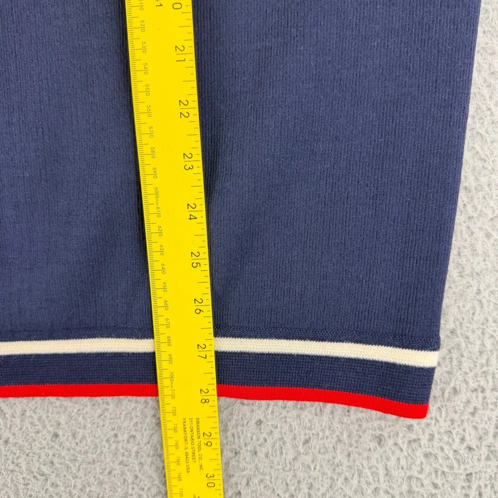 Vintage Mort Wallin Sweater Mens 2XL Navy Wool V Neck Striped Trim Holes Flawed